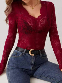 V-Neck Floral Lace Top