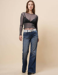 Glitter Silver Sheer Top