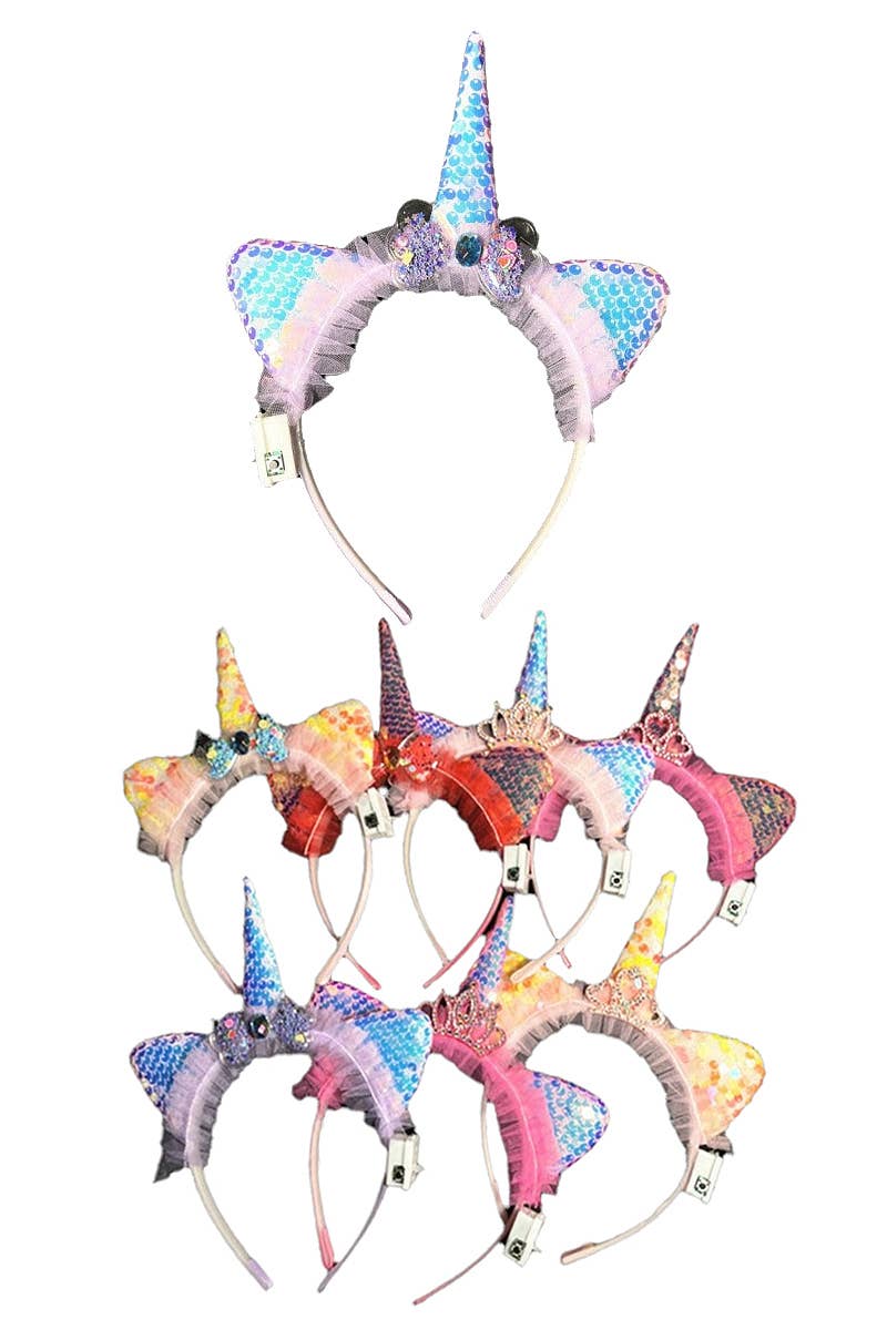 Unicorn Princess Sequins LED Light-Up Hairband