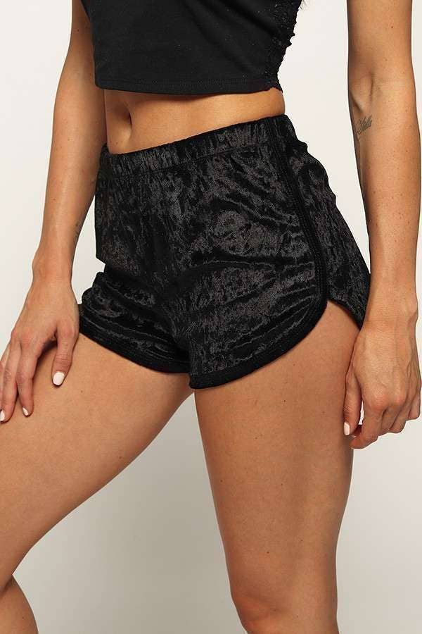 STRETCH CRUSHED VELVET SHORTS