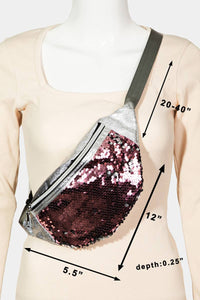 Sequin Front Single Zipper Fanny Pack