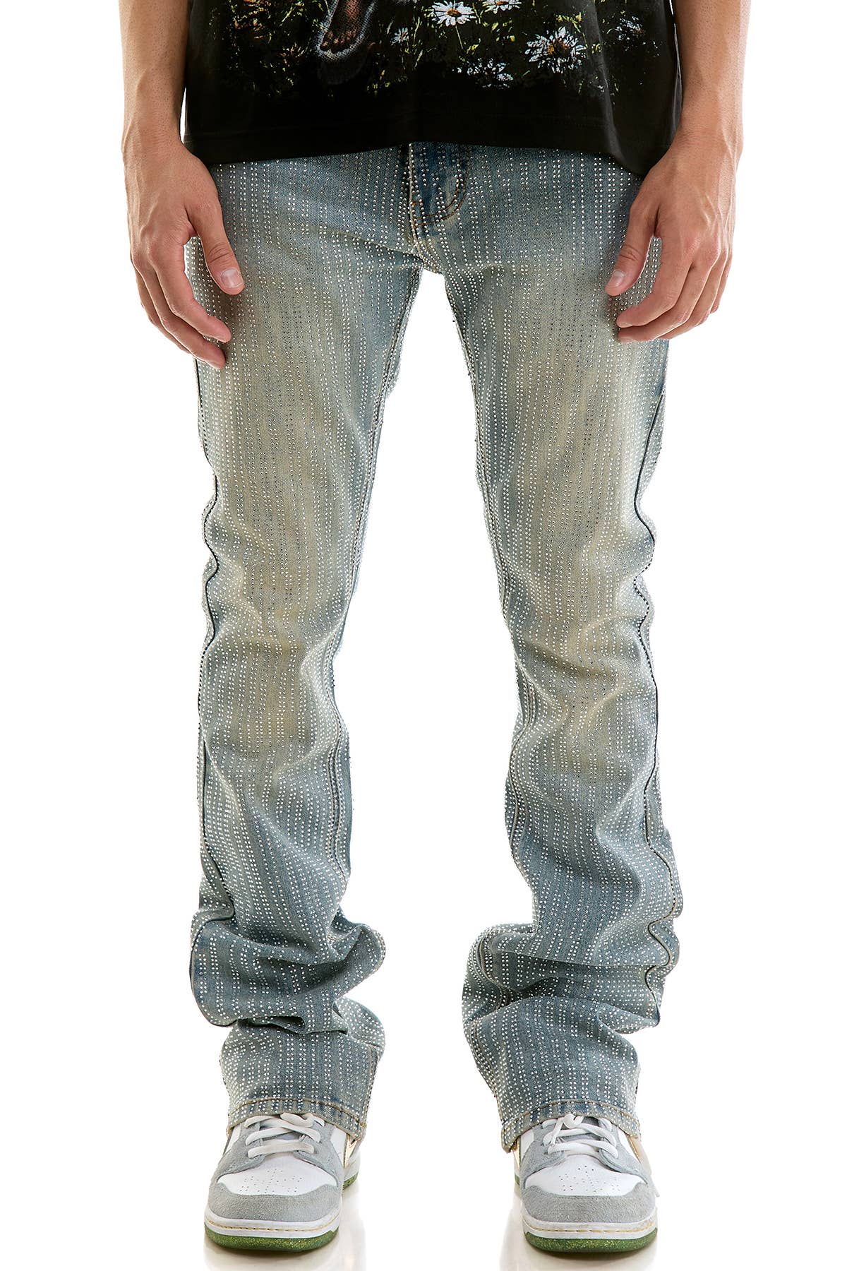 RHINESTONE FLARE JEANS