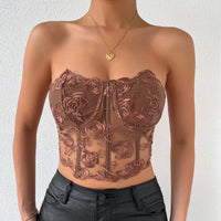 Rose Lace Strapless Bustier