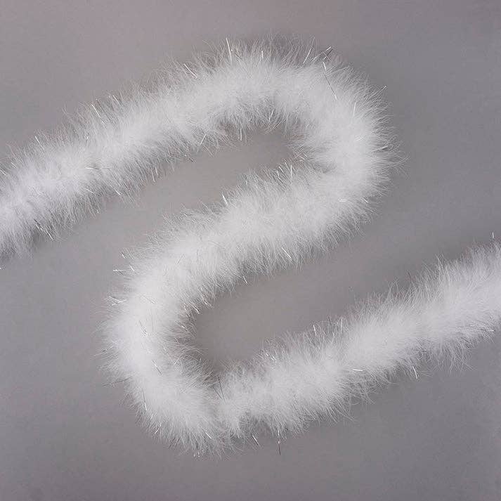 Full Marabou Feather Boa with Lurex - White/Silver Lurex