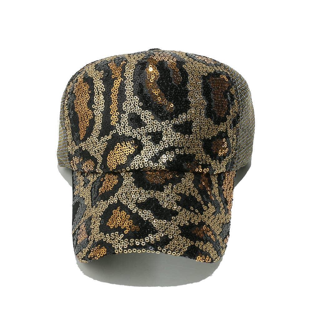 Party sequin leopard hat baseball cap