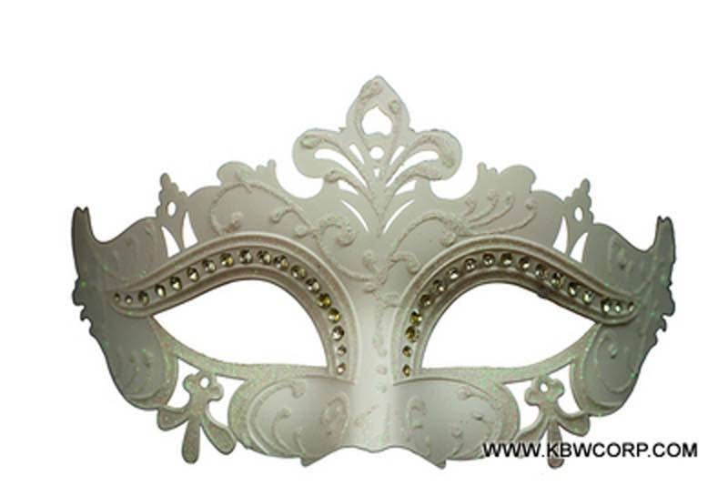 White Masquerade Mask With Gem