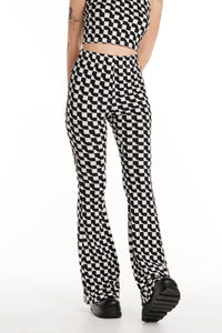 Geo Ribbed Knit Flared Pants