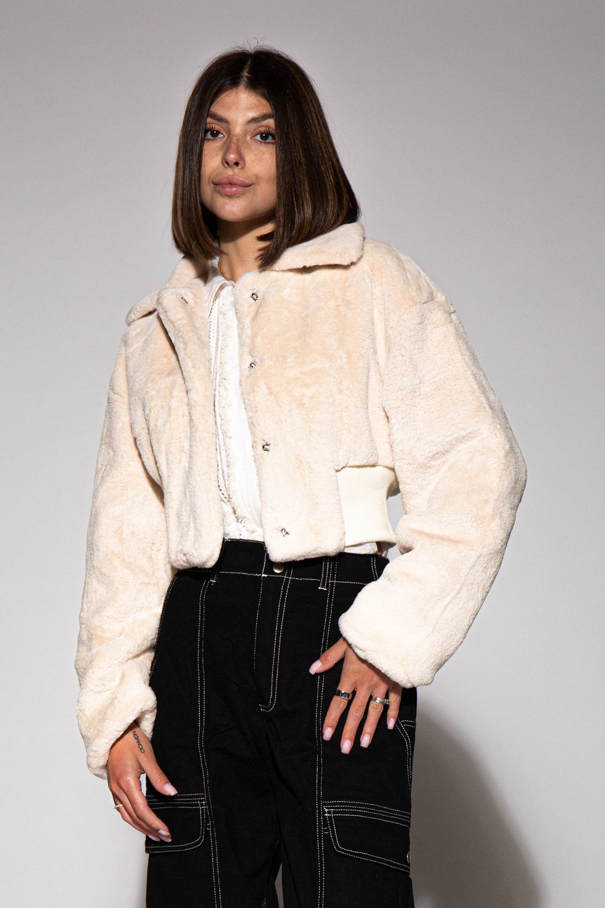 Fuzzy Faux Fur Crop Jacket
