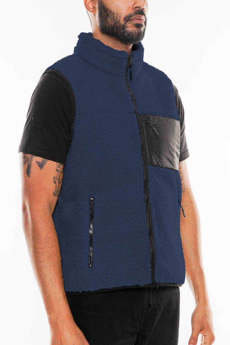 Mens Sleeveless Sherpa Fleece Zip Up Vest