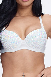 Multicolor Full Rhinestone Bra
