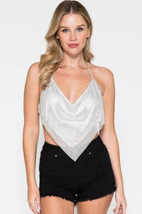 Crop Rhinestone Sexy Halter Bustier