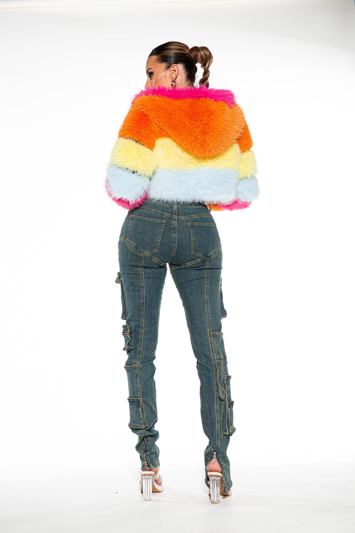 Rainbow Faux Fur Jacket