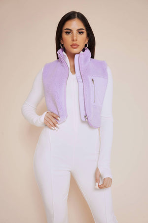 Boucle cropped high neck vest