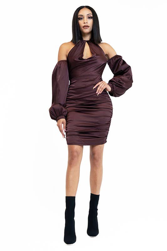 Off Shoulder Satin Dress