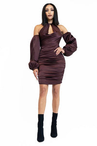 Off Shoulder Satin Dress