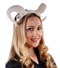 Light-Up White Ram Horn Headband