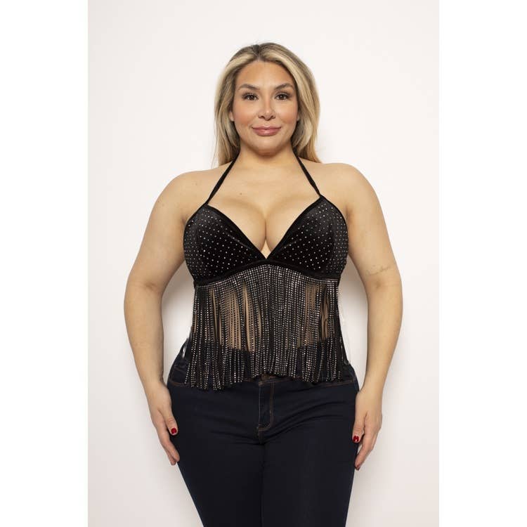 VELVET RHINESTONE Top