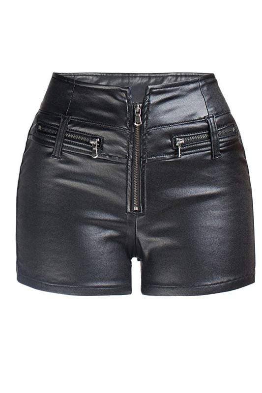 Faux leather fashion shorts
