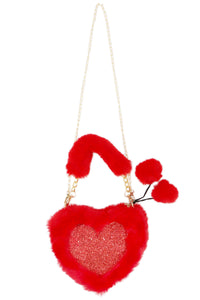 Heart Glitter Faux Fur Crossbody Shoulder Bag