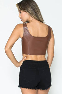 Leather Buckle Top