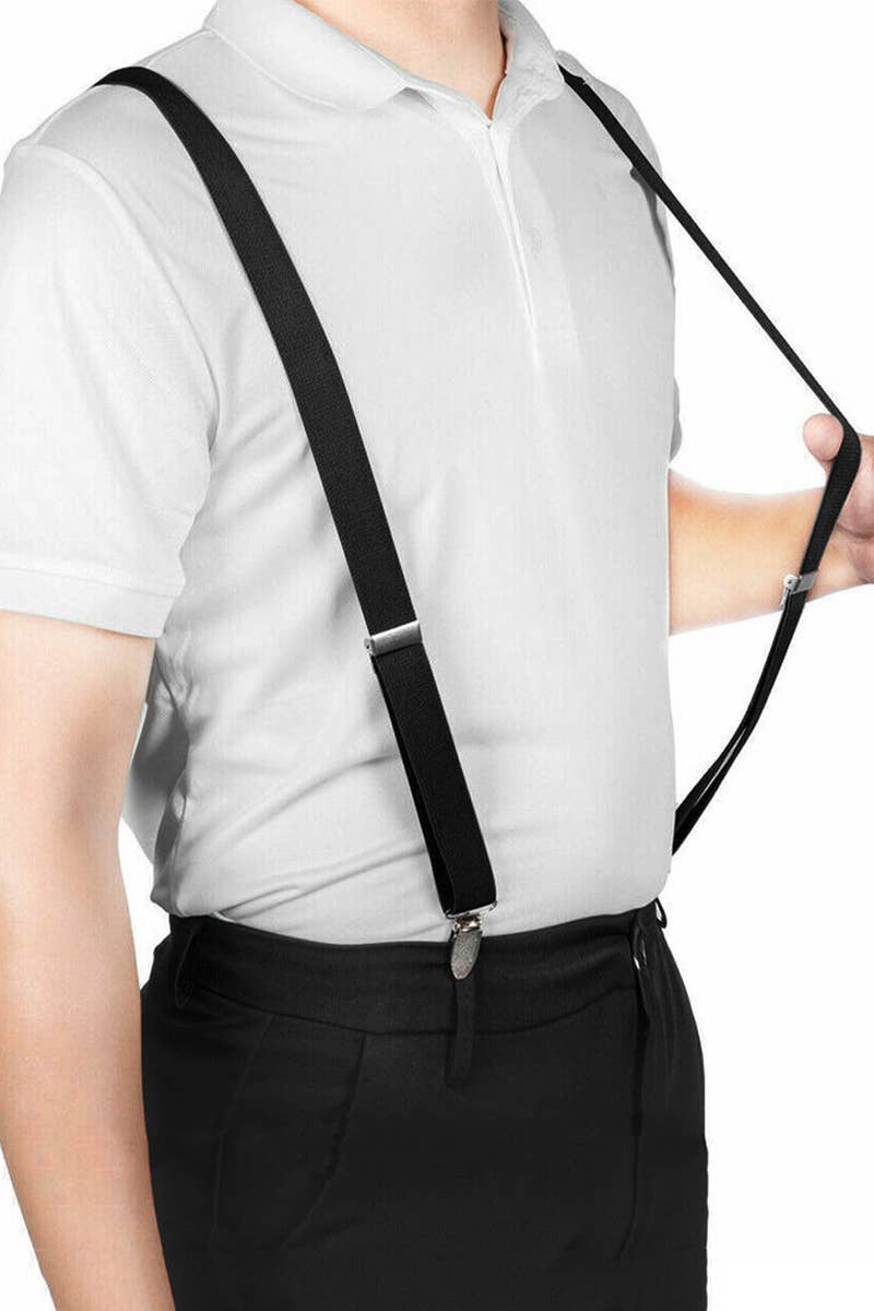Slim Elastic Sweatband Clip-On Y-Back Suspenders