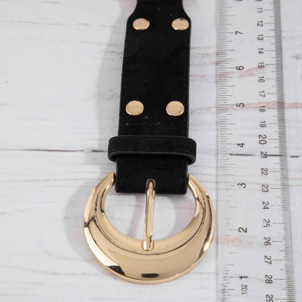 Studded Trim Vegan Leather Belt