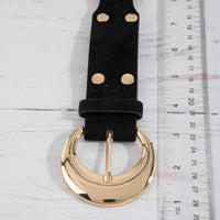 Studded Trim Vegan Leather Belt