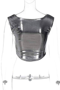 Metallic sleeveless crop top