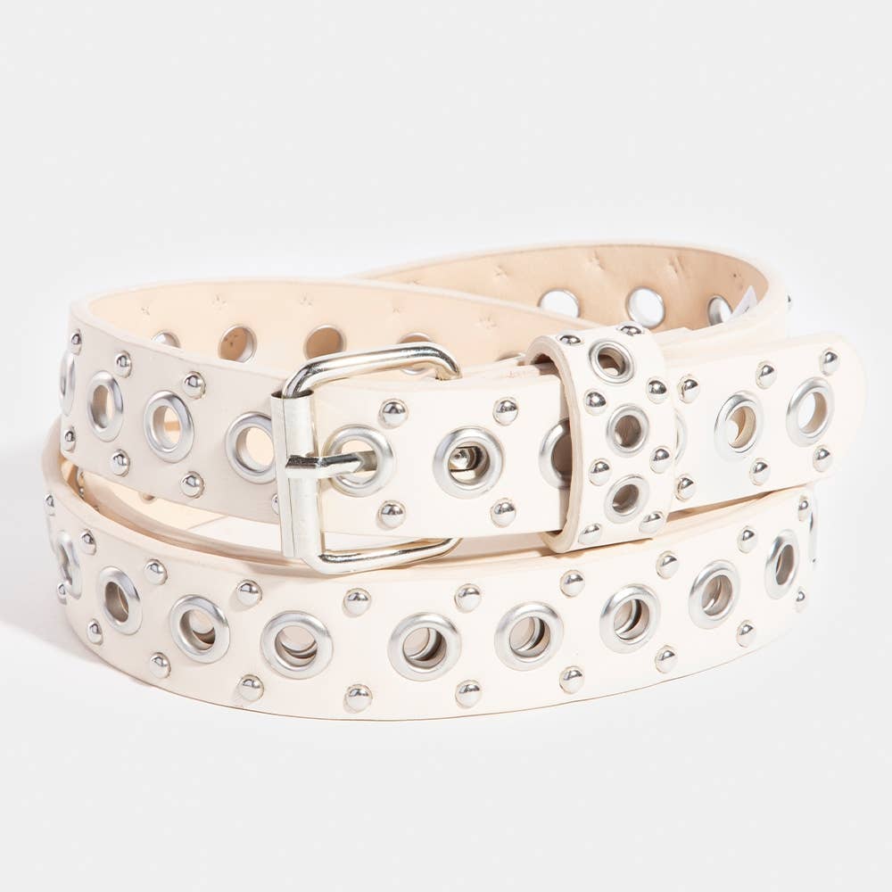 Studs And Grommet Vegan Leather Belt