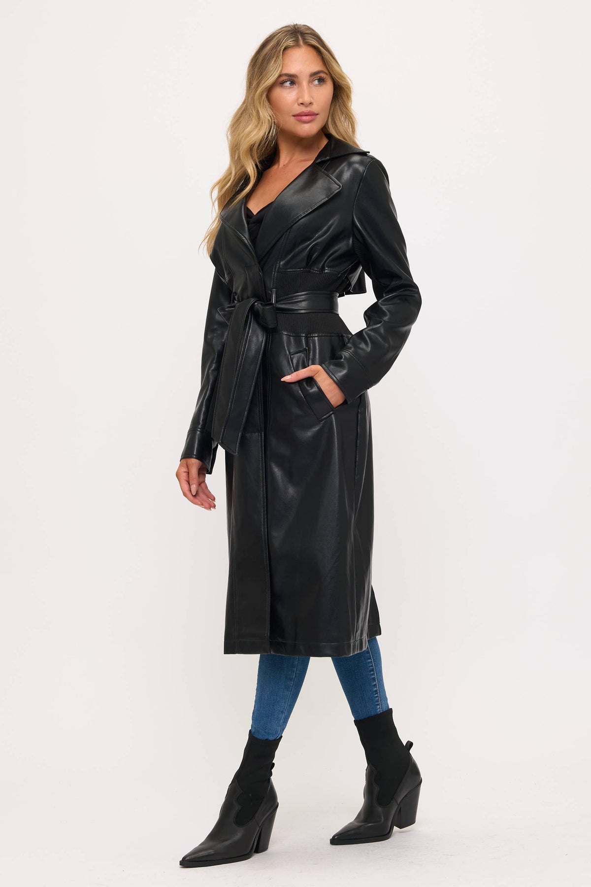 Neo Luxe Leather Trench