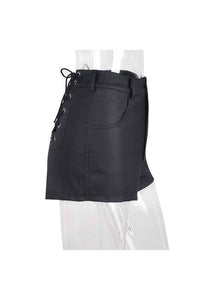 Lace up faux leather shorts