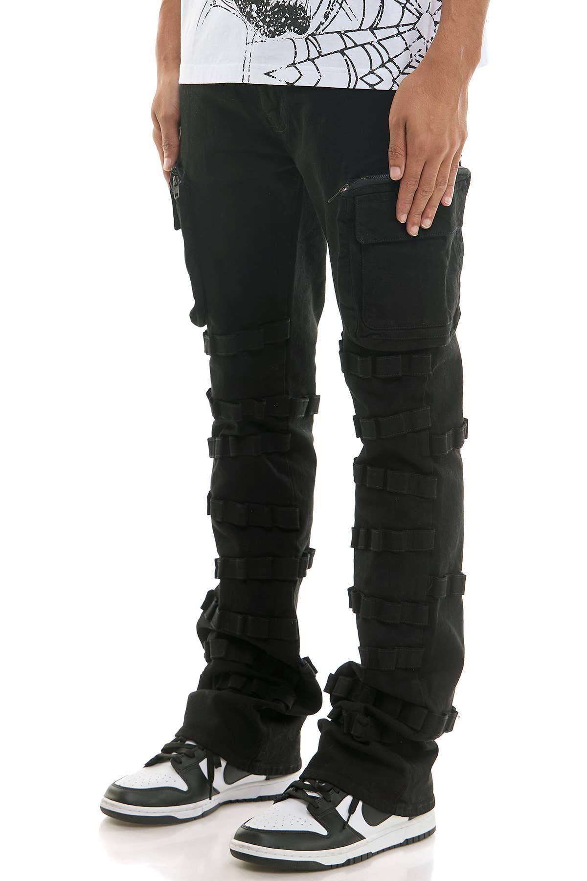 STRAP FLARE JEANS