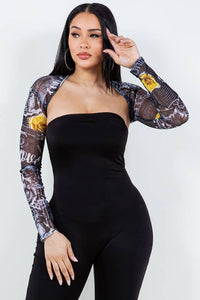 Plus Mesh Long Sleeve Shrug