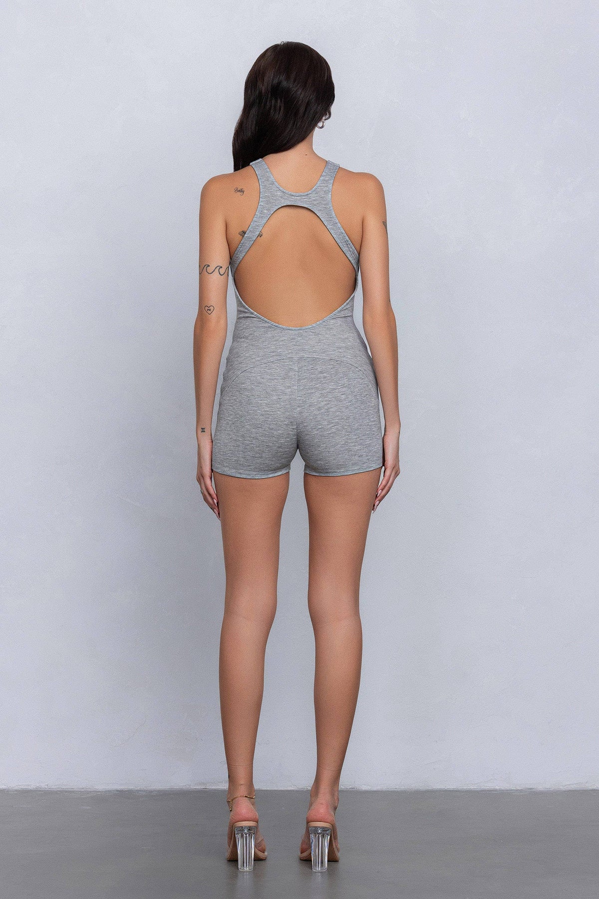 V-neck romper w/ back cut out