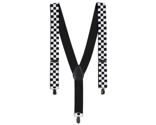 Black & White Checkered Suspenders - Adults