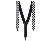 Black & White Checkered Suspenders - Adults