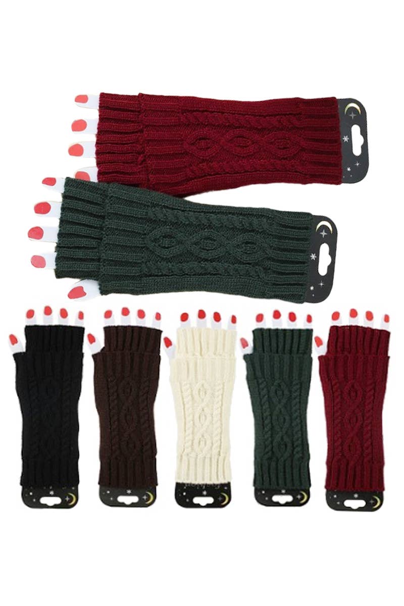 Coil Braid Knitted Fingerless Arm Warmer Sleeve