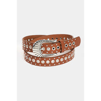 Metallic Stud And Grommet Vegan Leather Belt