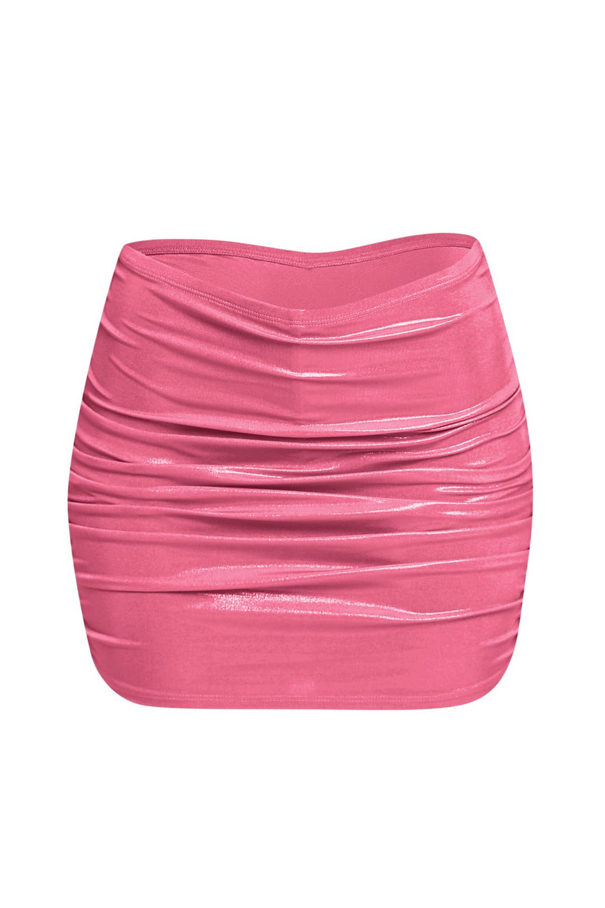 Slinky foiled ruched skirt with shorts under