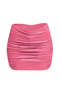 Slinky foiled ruched skirt with shorts under