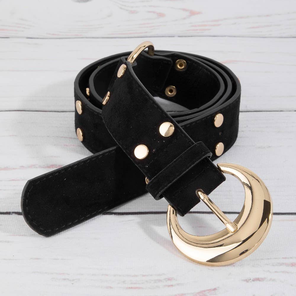 Studded Trim Vegan Leather Belt