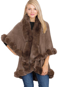 Luxury Bubble Faux Fur Double Layered Cape Poncho