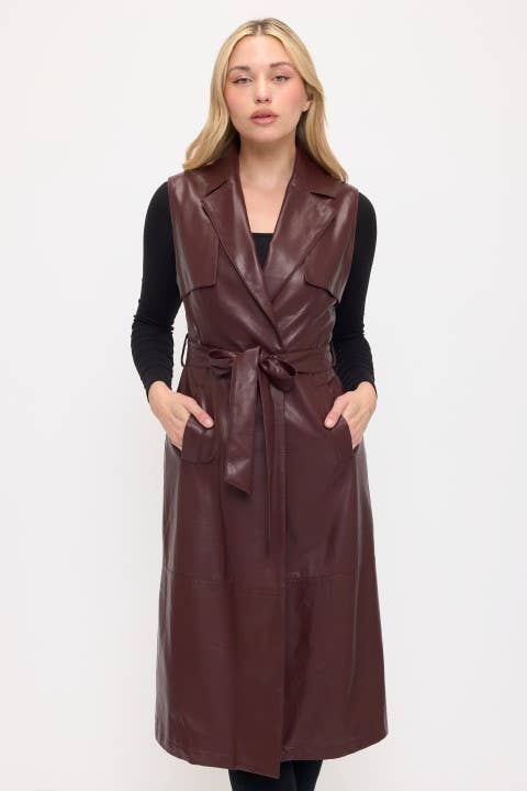 Neo Luxe Leather Trench