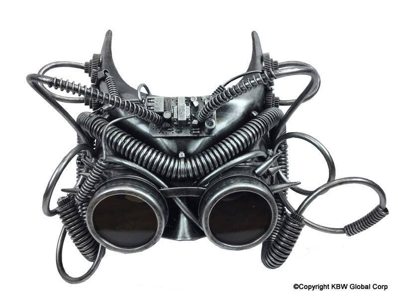 Silver Cat Coil Steampunk Mask