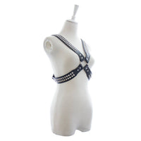 Chest Harness - Halford Style Studded X-Cross PVC Vegan