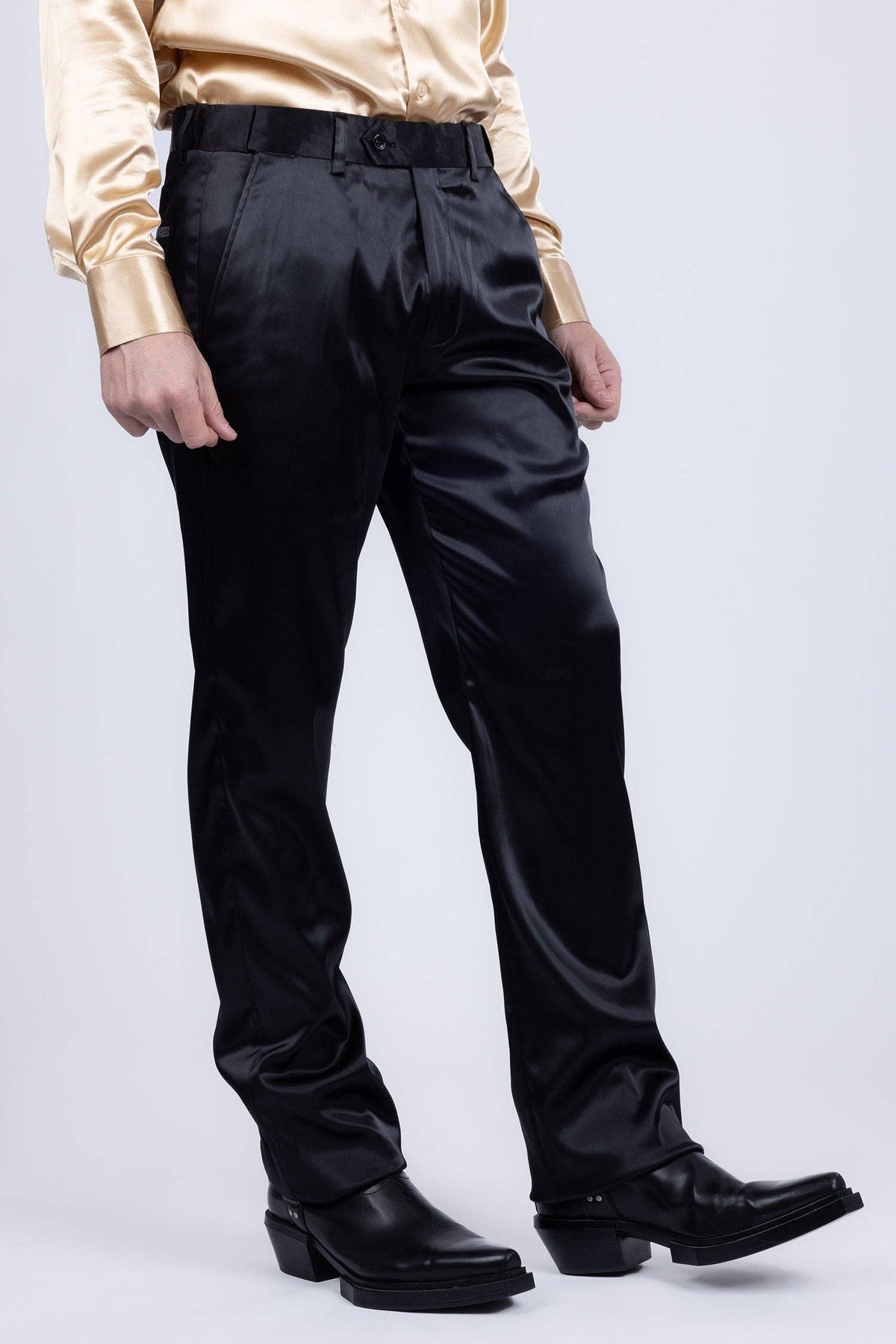 Men's Shiny Stretch Solid Color Dress Pants