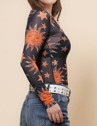 Moon Sun Star Mesh Top