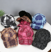 Frayed Plaid Baseball Cap
