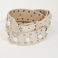 Pearly Studded Vegan Leather Belt