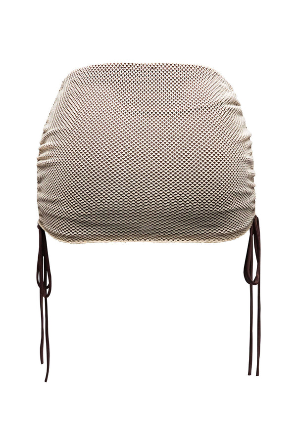 Ruched mesh contrast mini skirt